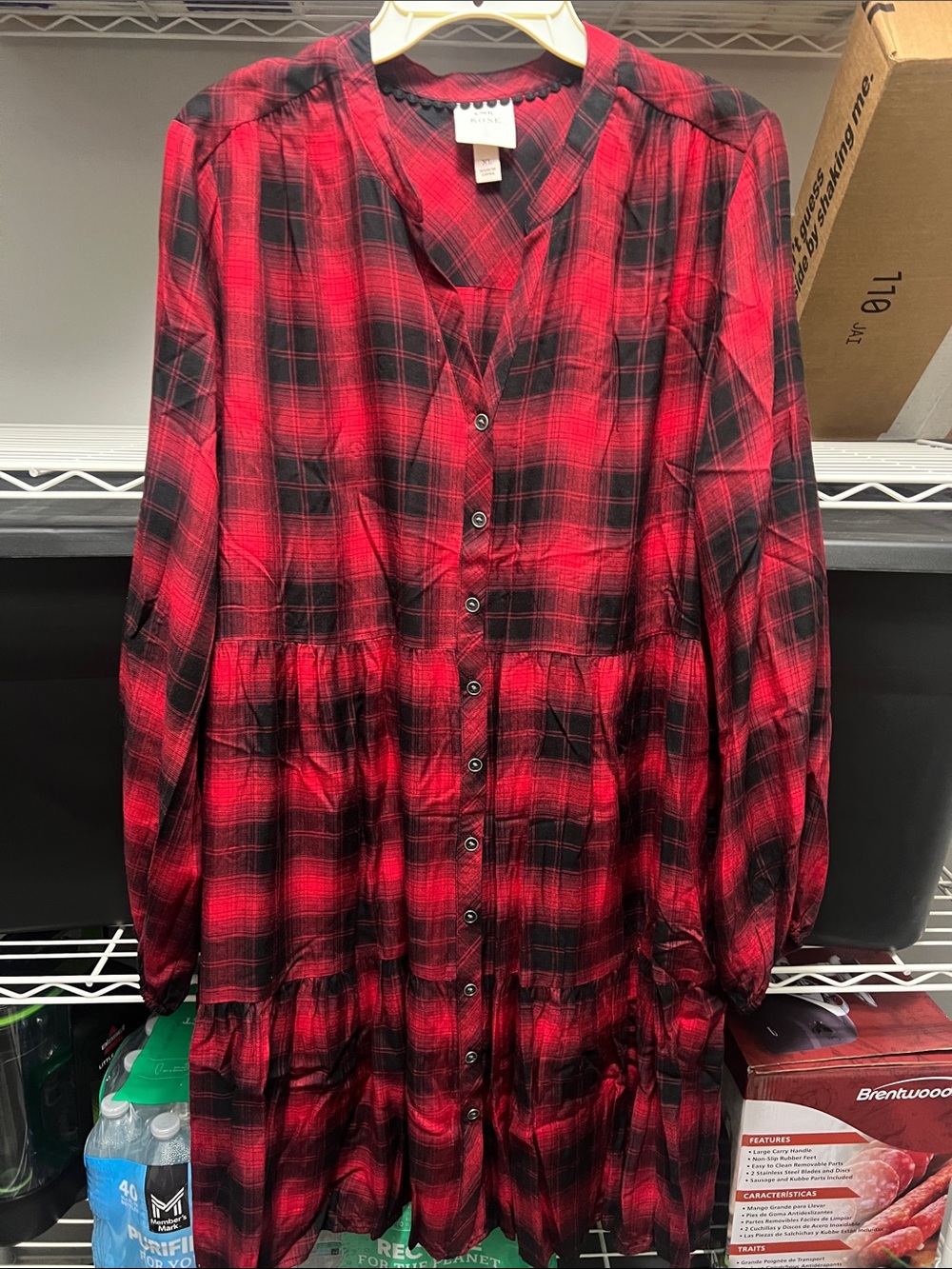 Loudmouth Red and Black Plaid Button-Front Dress